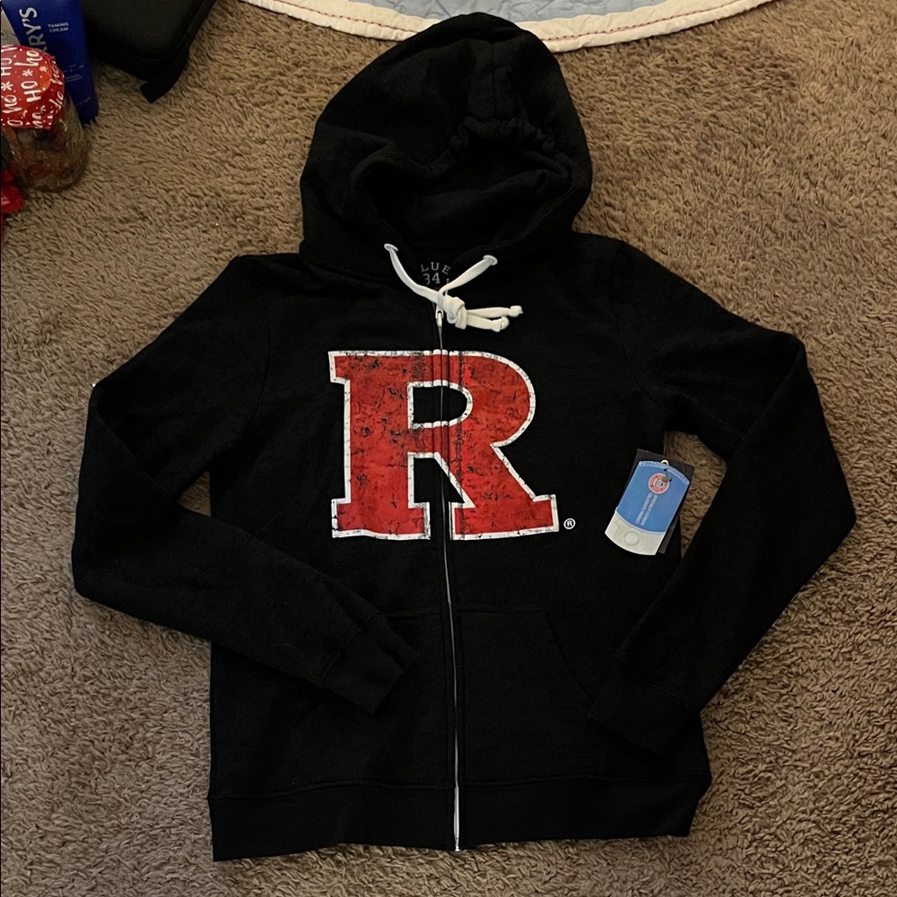 Rutgers Scarlet Knights Zip Up Hoodie Junior Girls Size Large. Big 10!